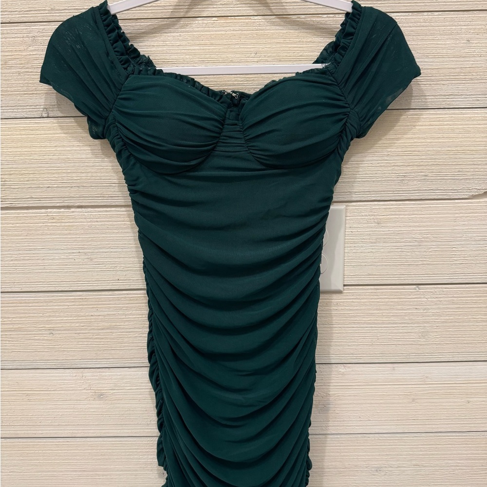 Windsor Forest Green Off-Shoulder Dress